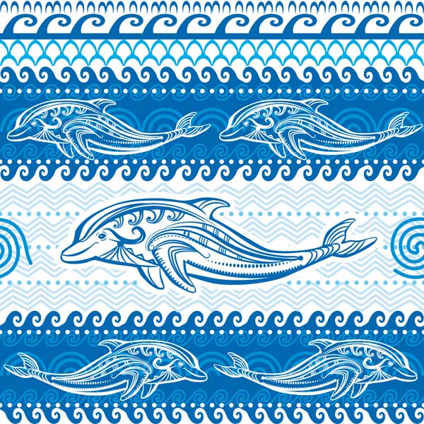Tribal Dolphin Peel and Stick Wallpaper
