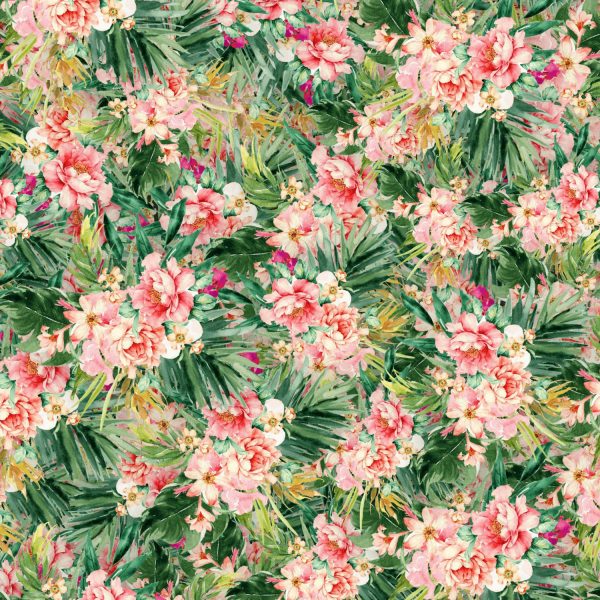 Tropical Watercolor Flowers Peel and Stick Wallpaper