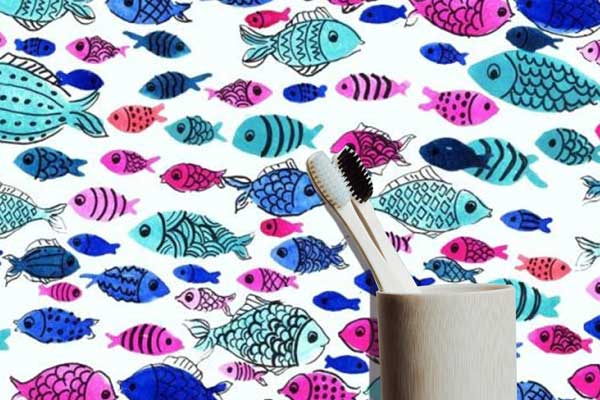 Tropical Fish Watercolor Peel and Stick Wallpaper