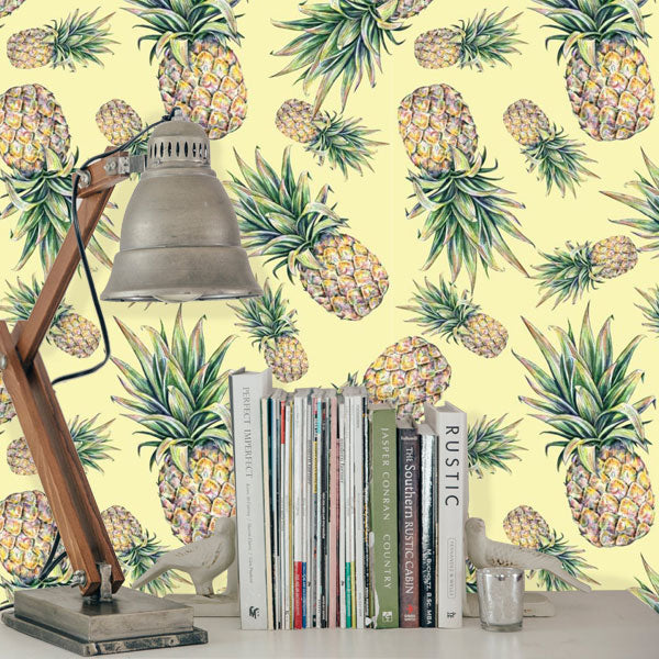 Watercolor Pineapple Peel and Stick Wallpaper