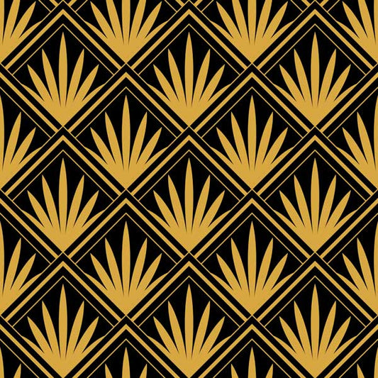 Agave Black Art Deco Wallpaper Peel and Stick