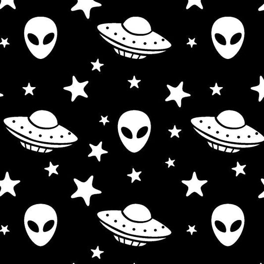 Aliens Vinyl Peel and Stick Wallpaper black and white