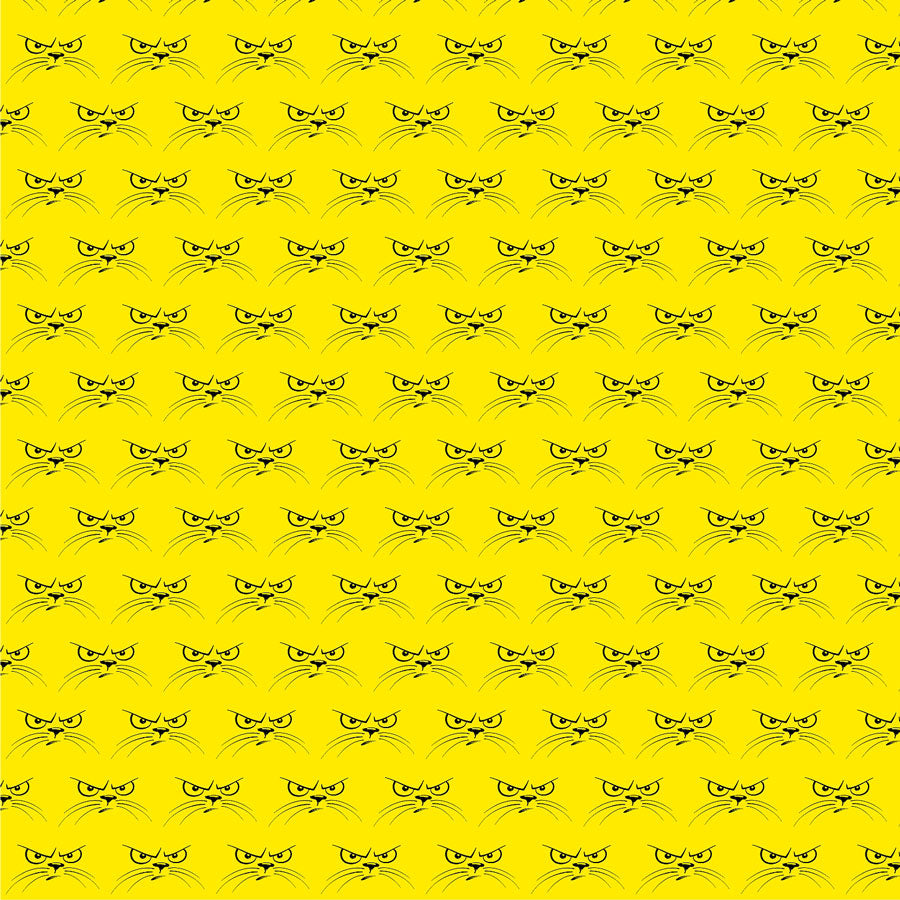 Angry Cartoon Cat Yellow Peel and Stick Wallpaper