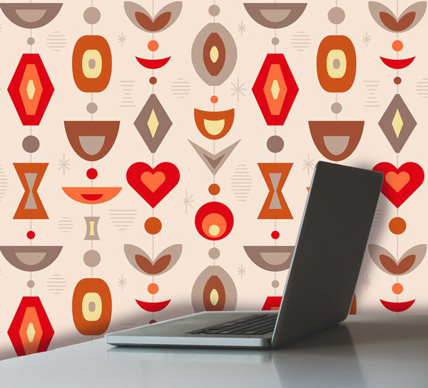 Apple Butter Mid Century Peel and Stick Wallpaper office