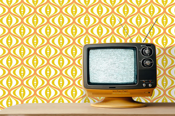 bees knees century modern peel and stick wallpaper retro tv