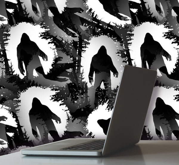 Bigfoot Black and White Peel and Stick Wallpaper office