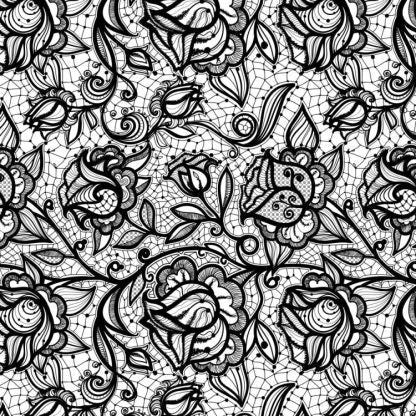 Black and White Lace Floral Peel and Stick Wallpaper