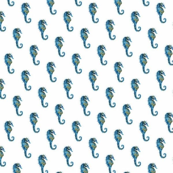 Blue Seahorses Peel and Stick Wallpaper