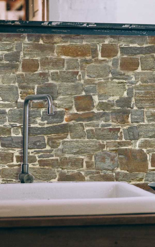 castle stone wall peel and stick wallpaper bathroom