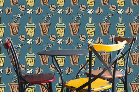 Coffee Shop Peel and Stick Wallpaper café