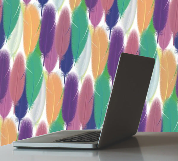Colorful Feathers Peel and Stick Wallpaper office