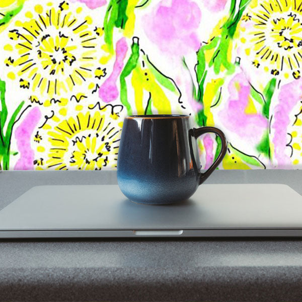 Dandelions Watercolor Floral Peel and Stick Wallpaper office mug