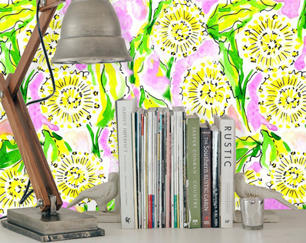 Dandelions Watercolor Floral Peel and Stick Wallpaper office