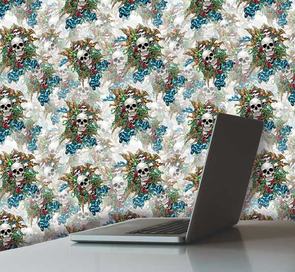 Angel Skulls Peel and Stick Wallpaper office