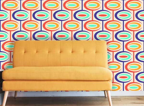 Loli-POP Mid Century Peel and Stick Wallpaper living room