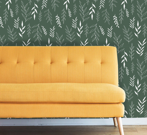 Lots O Leaves Peel and Stick Wallpaper living room