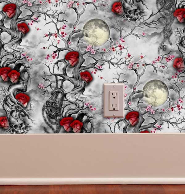 Moon Rose Floral Peel and Stick Wallpaper office