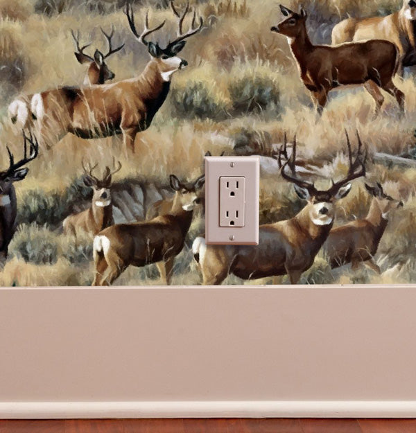 Mule Deer Peel and Stick Wallpaper living room