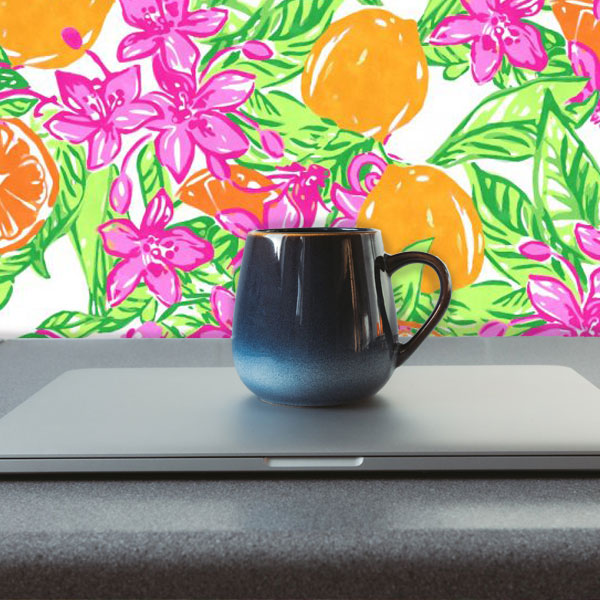 Oranges and Flowers Floral Peel and Stick Wallpaper office