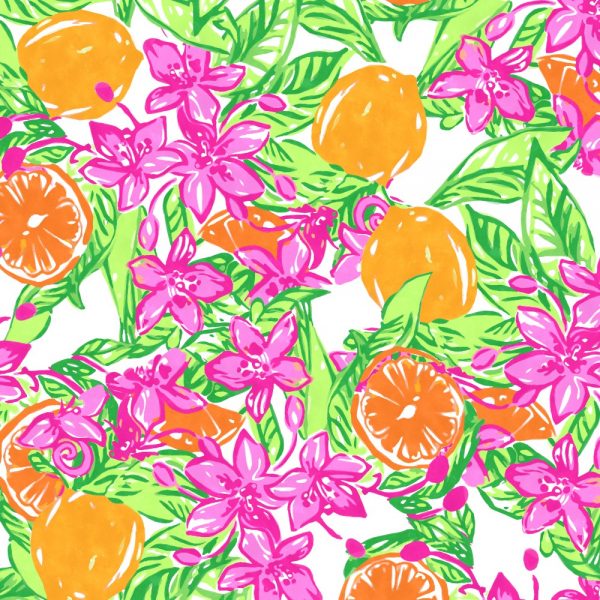 Oranges and Flowers Floral Peel and Stick Wallpaper