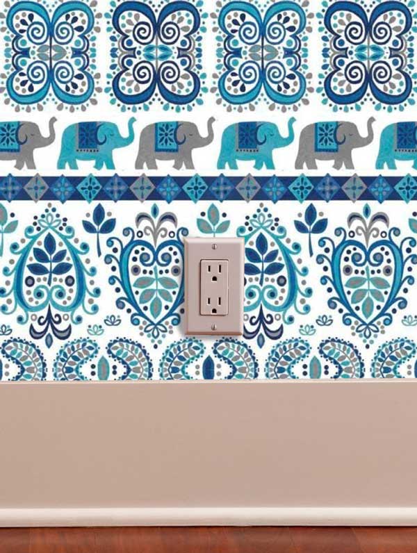 Paisley Elephant Peel and Stick Wallpaper