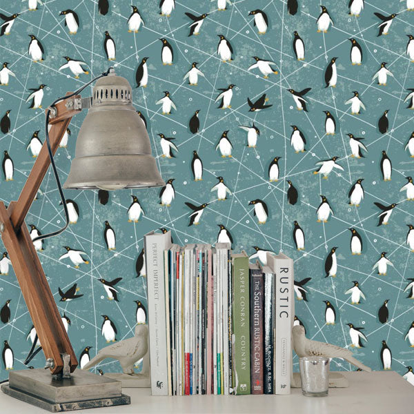 Penguins Abstract Peel and Stick Wallpaper Office