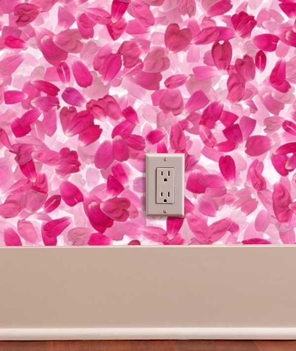Pink Flower Petals Floral Peel and Stick Wallpaper office