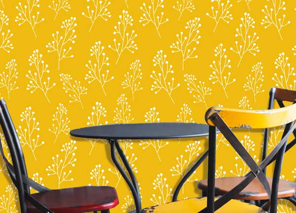 Pussy Willows Yellow Peel and Stick Wallpaper café 