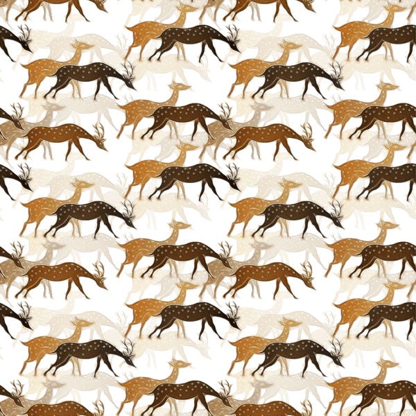 Brown and Tan Stylized Deer Hunting Peel and Stick Wallpaper for hunters