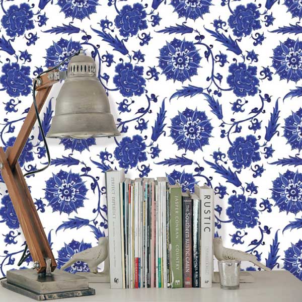 Vintage Blue Flowers Wallpaper