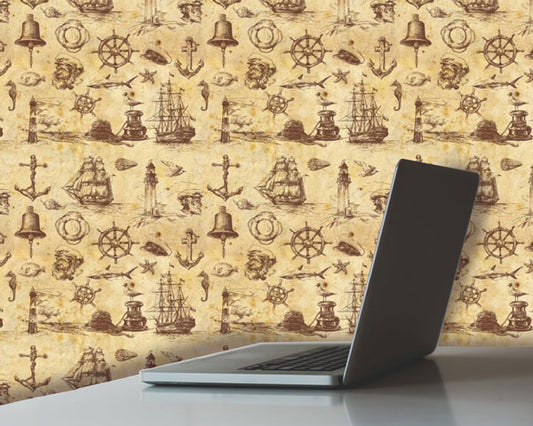 Vintage Nautical Peel and Stick Wallpaper office