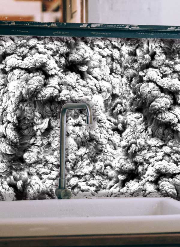 Volcanic Ash Unique Black & White Peel and Stick Wallpaper bathroom