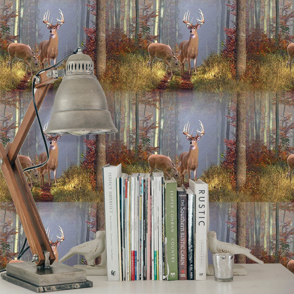 Whitetail Woods Deer Peel and Stick Wallpaper living room